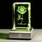3D Laser Rose Crystal with Light Base Perfect Gift